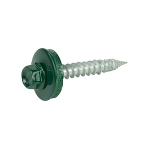 RVS schroef mosgroen RAL 6005 met afdichtring, zijaanzicht