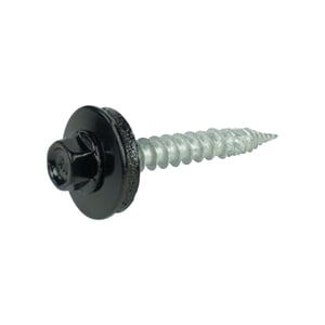 RVS schroef gitzwart RAL 9005 met zeskantkop en afdichtring, zijaanzicht