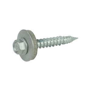 RVS schroef met zeskantkop en afdichtring, grijs aluminiumkleurig RAL9007, vrijstaand