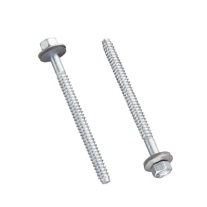 RVS schroeven blank, twee schroeven met zeskantkop en sluitring, Scobalit