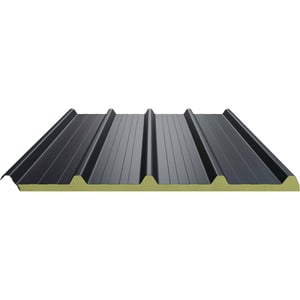 Sandwichpaneel ECO 1000-30 dak, Antracietgrijs, zijaanzicht met profiel en isolatiekern