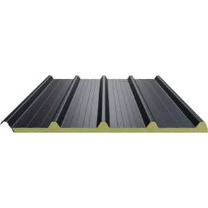 Sandwichpaneel ECO 1000-30 dak, Antracietgrijs RAL 7016, zijaanzicht van het profiel met isolatiekern