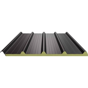 Sandwichpaneel ECO 1000-30 dak, RAL 8019, met 25 µm polyestercoating, vooraanzicht