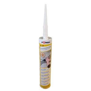 Staal speciale lijm koker, zwart, met Forch K 126 etiket en toepassingsinstructies