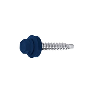 Verzinkte schroef met zeskantkop en afdichtring in Gentiaanblauw RAL 5010, hoofdweergave