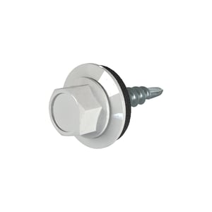 Verzinkte schroef, zeskantkop Zilver-Metallic (RAL 9006) met afdichtring, hoofdaanzicht