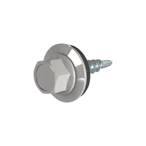 Verzinkte schroef met zeskantkop, ring en afdichting, kleur Grijs aluminiumkleurig (RAL9007)