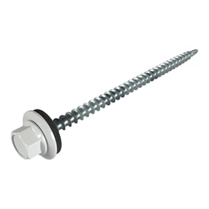 Verzinkte schroef met zeskantkop en afdichtring, zilver-metallic