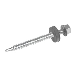 Verzinkte schroef met zeskantkop en afdichtring, aluminiumkleurig (RAL9007), vrijstaand