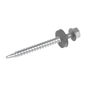 Verzinkte schroef met zeskantkop en afdichtring, aluminiumgrijs (RAL 9007), voor damwandplaat