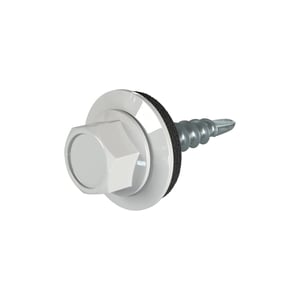 Verzinkte schroef met zeskantkop in Zilver-Metallic RAL 9006 en afdichtring, hoofdaanzicht
