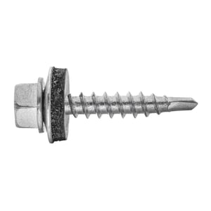 Verzinkte schroef met zeskantkop en afdichtring, blank, Polmetal
