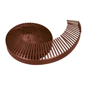 Dakvoetkam rol 5,00 m van PVC in Terracotta, opgerold met zichtbare ventilatievingers