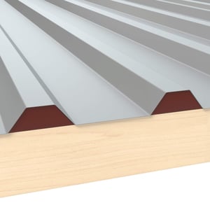 Tandprofiel ongeperforeerd, roodbruin (RAL 8012), 0,75 mm staal, op houten onderconstructie