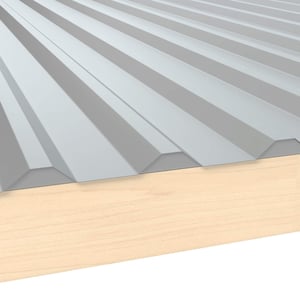 Tandplaat ongeperforeerd, Zilver-Metallic, op houtconstructie, vooraanzicht van de profilering