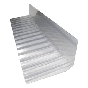 Wandaansluiting profiel 76/18 van helder acrylglas, golfprofiel, bovenaanzicht schuin