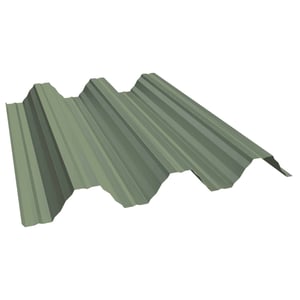 Damwandplaat T92P dakplaat van staal, 0,75 mm dik, in Resedagroen (RAL 6011) met 25 µm polyester coating