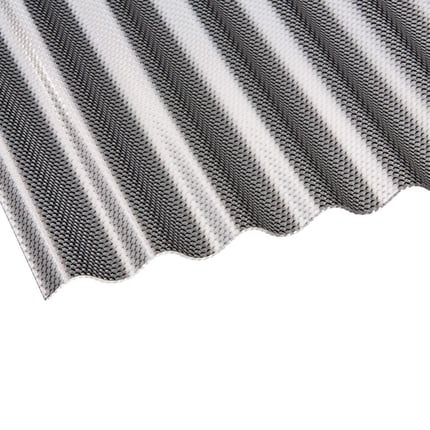 Acrylglas golfplaat 76/18, 3,00 mm grafiet, detail van de golvende structuur en de donkere kleur