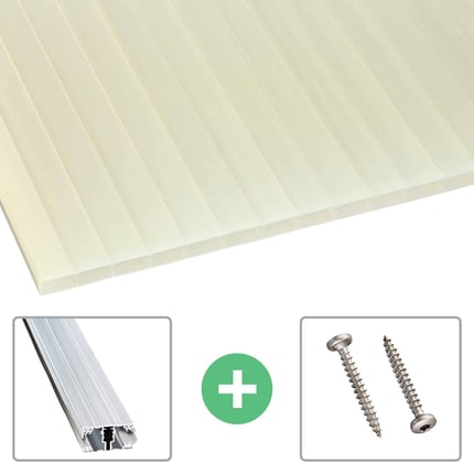 Acrylglas kanaalplaat 16 mm goud-opaal met profiel A1, inclusief aluminium profiel en schroeven