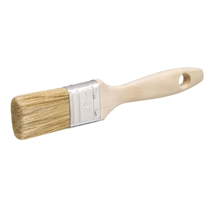 Verfkwast met lichte houten steel en zilveren ferrule, natuurlijke borstels, vrijstaand
