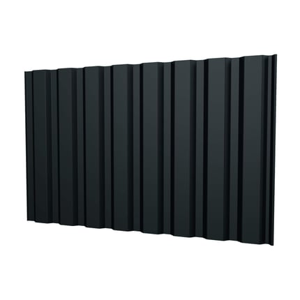 Damwandplaat T20M in antracietgrijs (RAL 7016), 0,75 mm staal met 25 µm polyester coating, hoofdaanzicht