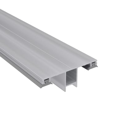 DUO middenprofiel 10 mm van blank aluminium, zijaanzicht met H-profiel en afdichtingen