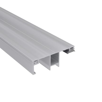 DUO randprofiel van blank aluminium, 10 mm, hoofdweergave met holle kamer en bevestigingsgroeven