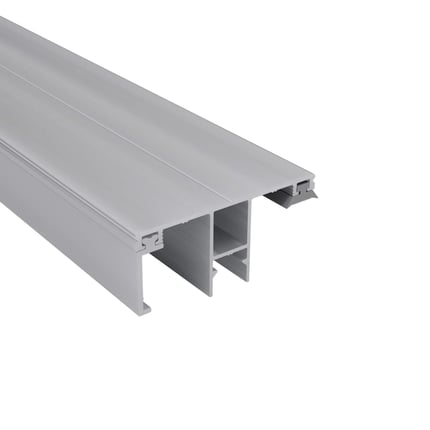 DUO randprofiel 16 mm van blank aluminium, zijaanzicht met holle kamerstructuur