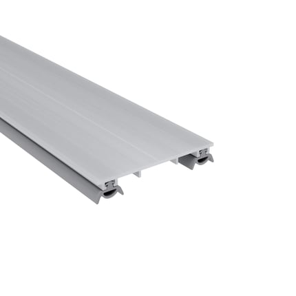 ECO bovenprofiel 16 mm van blank aluminium, hoofdaanzicht met zijdelingse dichtingslippen