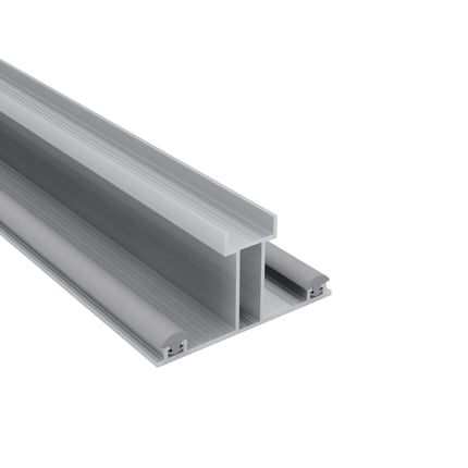 ECO onderprofiel 16 mm van blank aluminium, hoofdweergave van het profiel met T-vorm en zijgroeven