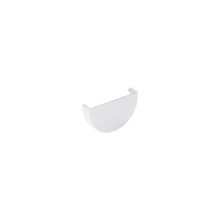 Dakgoot eindstuk van grijs PVC van Plastmo, halfronde vorm, hoofdweergave