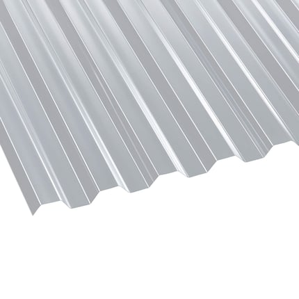 Heldere polycarbonaat damwandplaat 76/18, bovenaanzicht schuin