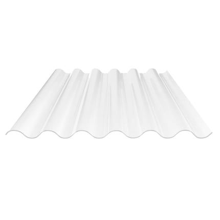 Polycarbonaat golfplaat 1,40 mm helder, bovenaanzicht van de transparante plaat met golfprofiel