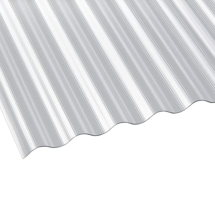 Polycarbonaat golfplaat 1,40 mm helder, Scobalit, schuin van boven met golfprofiel 76/18