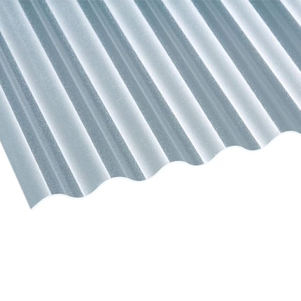 Polycarbonaat golfplaat 76/18, 2,50 mm, helder, hoofdaanzicht schuin van boven