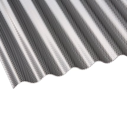 Detail van een grafiet polycarbonaat golfplaat met 76/18 profiel en gestructureerd oppervlak