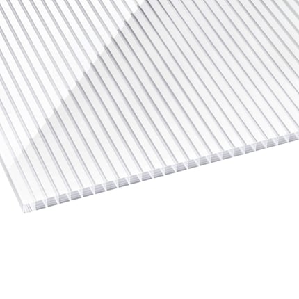 Polycarbonaat kanaalplaat 16 mm, helder/wit gestreept, Scobalit, hoofdaanzicht van bovenaf