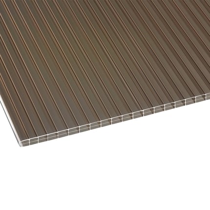 Polycarbonaat lichtplaat 16 mm brons, bovenaanzicht van de meerwandige structuur