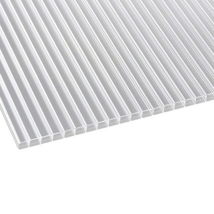 Polycarbonaat kanaalplaat 16 mm, helder, hoofdaanzicht schuin van boven