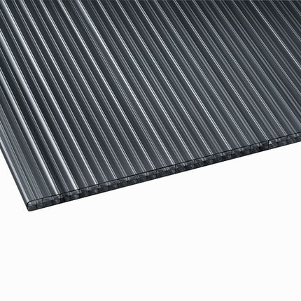 Polycarbonaat kanaalplaat 16 mm grafiet, bovenaanzicht schuin