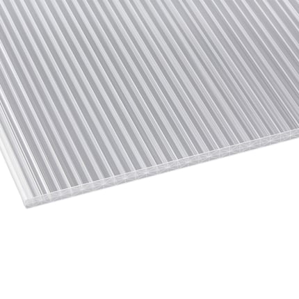 Polycarbonaat kanaalplaat 16 mm, helder, bovenaanzicht met kanaalstructuur