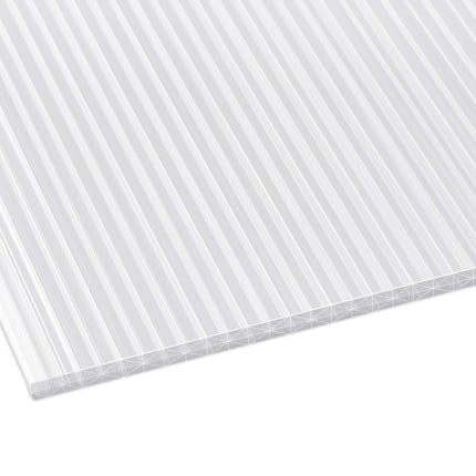Polycarbonaat kanaalplaat 16 mm opaal wit, bovenaanzicht met zichtbare kanalen