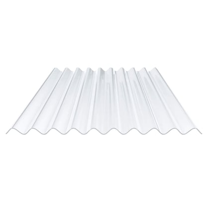 PVC golfplaat 94/34, 1,20 mm, lichtblauw getint, vrijstaand op witte achtergrond