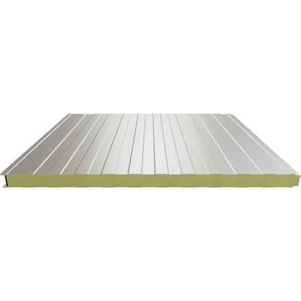 Sandwich Paneel Wall 1150 40, Grijswit, met 25 µm polyestercoating, van bovenaf gezien op de profielzijde