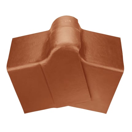 Humanit vezelcement nokstuk terracotta, bovenaanzicht van het gebogen element