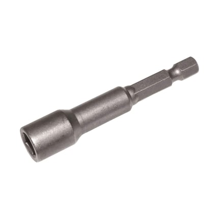Metalen schroefbit RVS blank, zeskantopname, vrijstaand op witte achtergrond