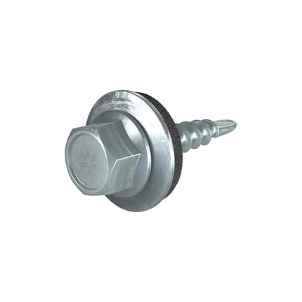 Verzinkte schroef met zeskantkop, ring en afdichting, blank metaal
