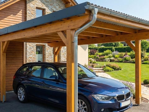 Dubbele carport met antracietkleurig damwandplaat-dak
