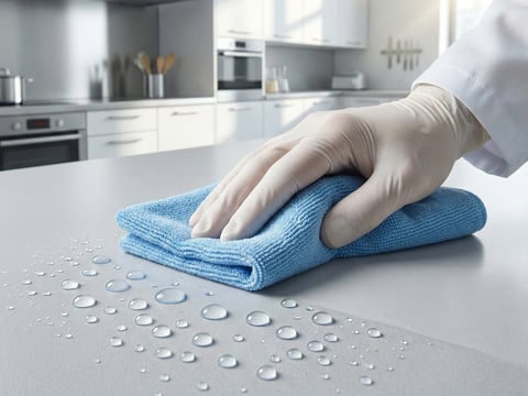 Eenvoudige reiniging van een HPL-plaat met een doek