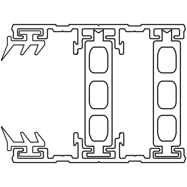 Technische tekening van het A3 Thermoprofiel randprofiel 25 mm, dwarsdoorsnede met kamers en ribben